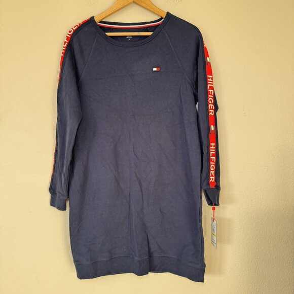 Tommy Hilfiger Sport Dress Womens Medium Blue Fleece Crew Sweatshirt Pullover - Picture 3 of 10